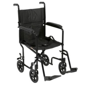 Transport Chair DRIVE Lightweight Steel Frame 17" Silver Vein Finish 250 lbs